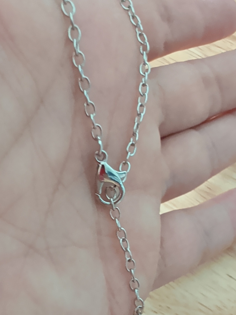 Silver Crescent Moon Necklace with Black and Pink Galaxy Pendant - Picture 5 of 5